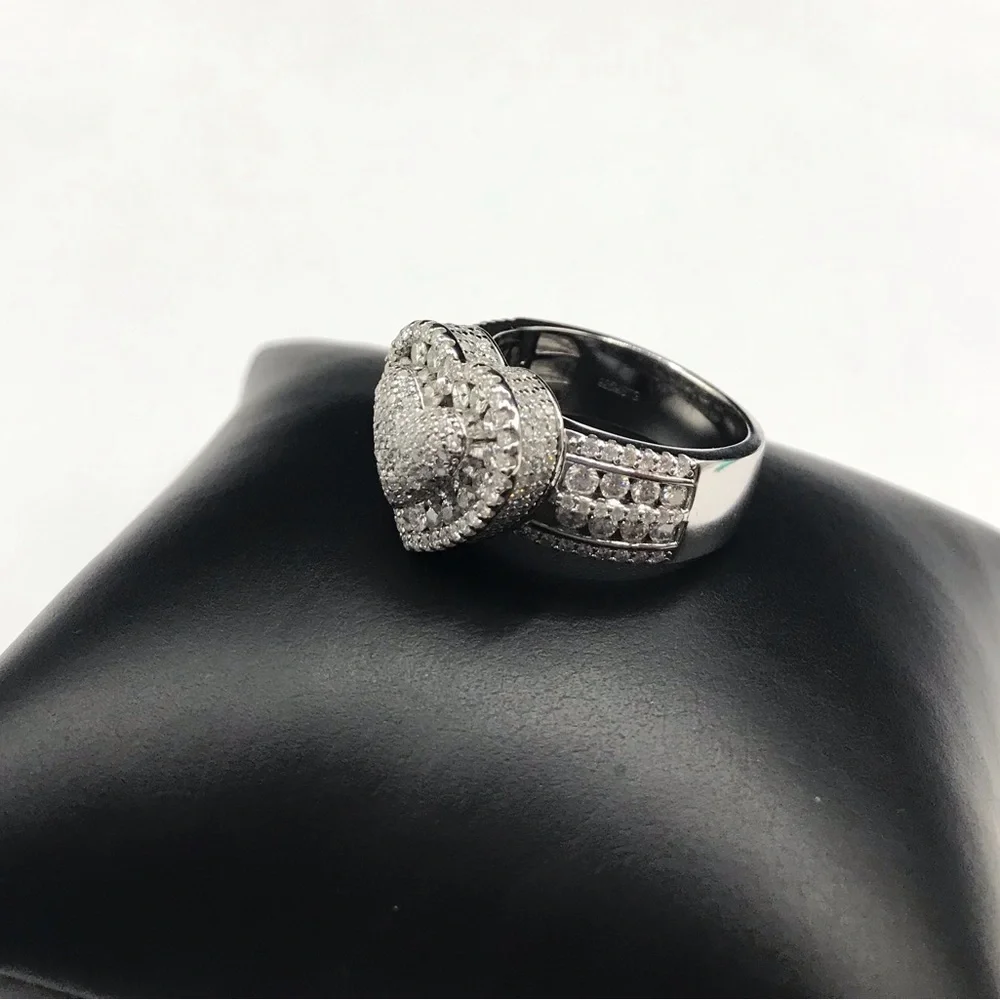 925 Sterling Silver 2.00CTW MOISSANITE Heart Men’s Ring Size 10